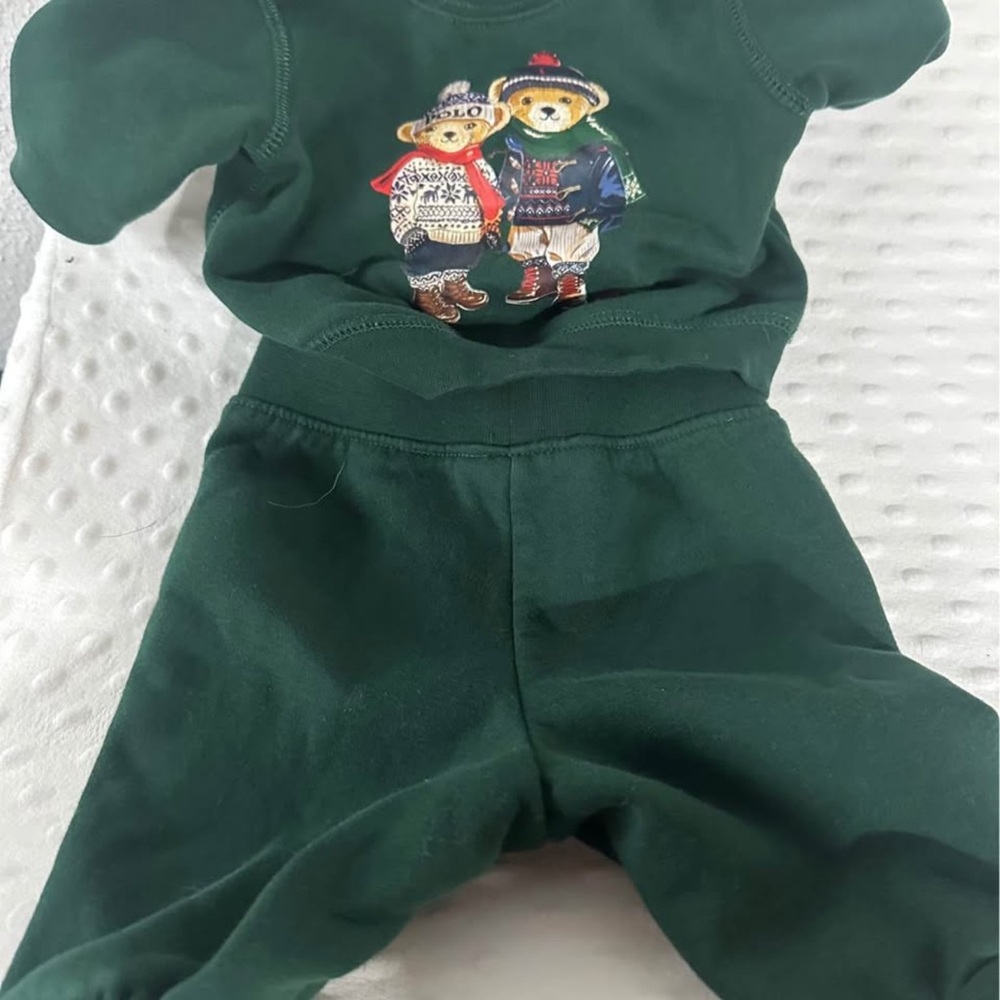 Green Polo Bear Baby Outfit